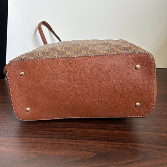 Karl Lagerfeld Paris Brown Monogram Large Paris Suki Tote Purse - Picture 5 of 16